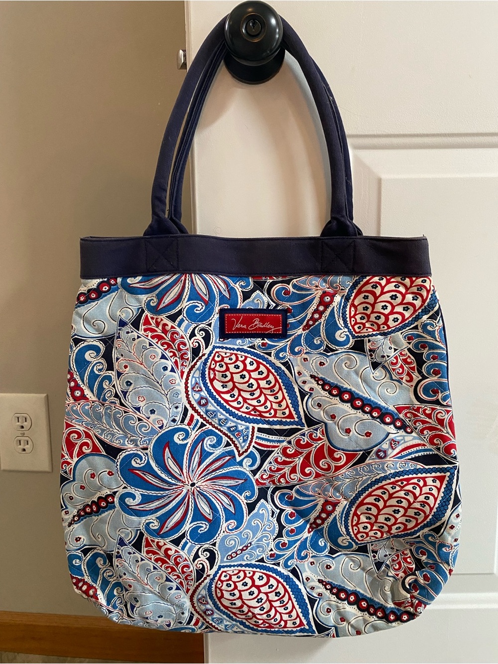 Vera Bradley Navy Red & Light Blue Paisley Tote